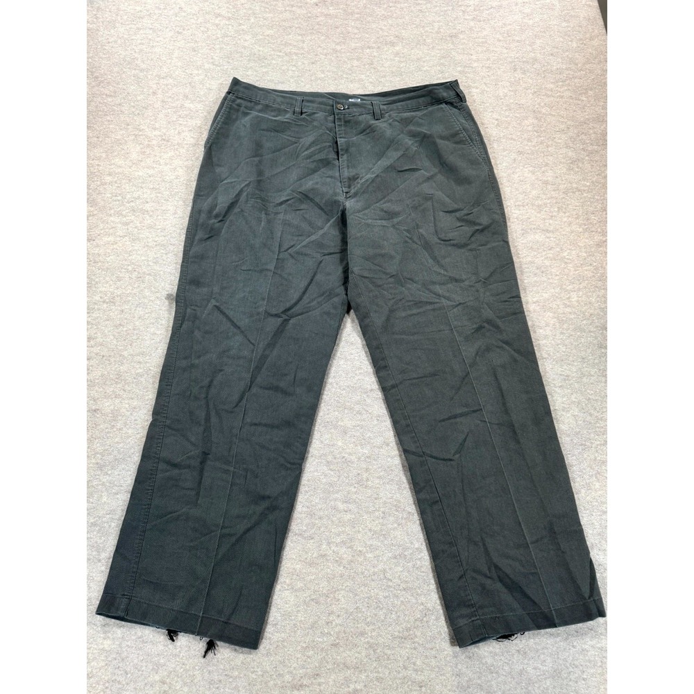 Vintage Haggar Chino Pants Mens 38 Gray Twill High Rise Straight Leg Flat Front